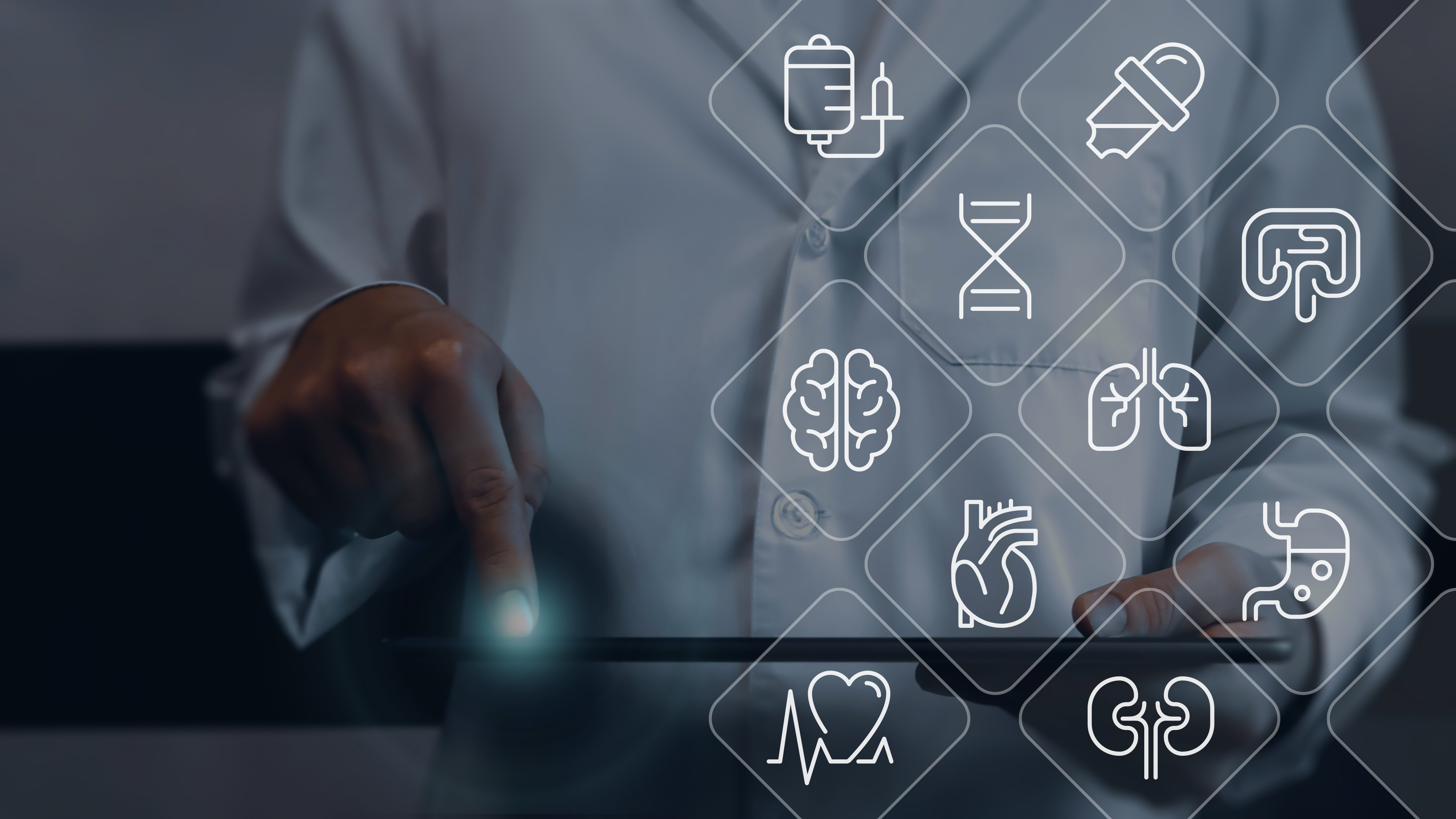 إدارة رقمية للعيادة مع واجهة وسماعة طبية
